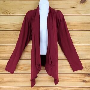 Faded Glory Cardigan Sweater Open Front Womens Size XXL Maroon Polyester Comfort
